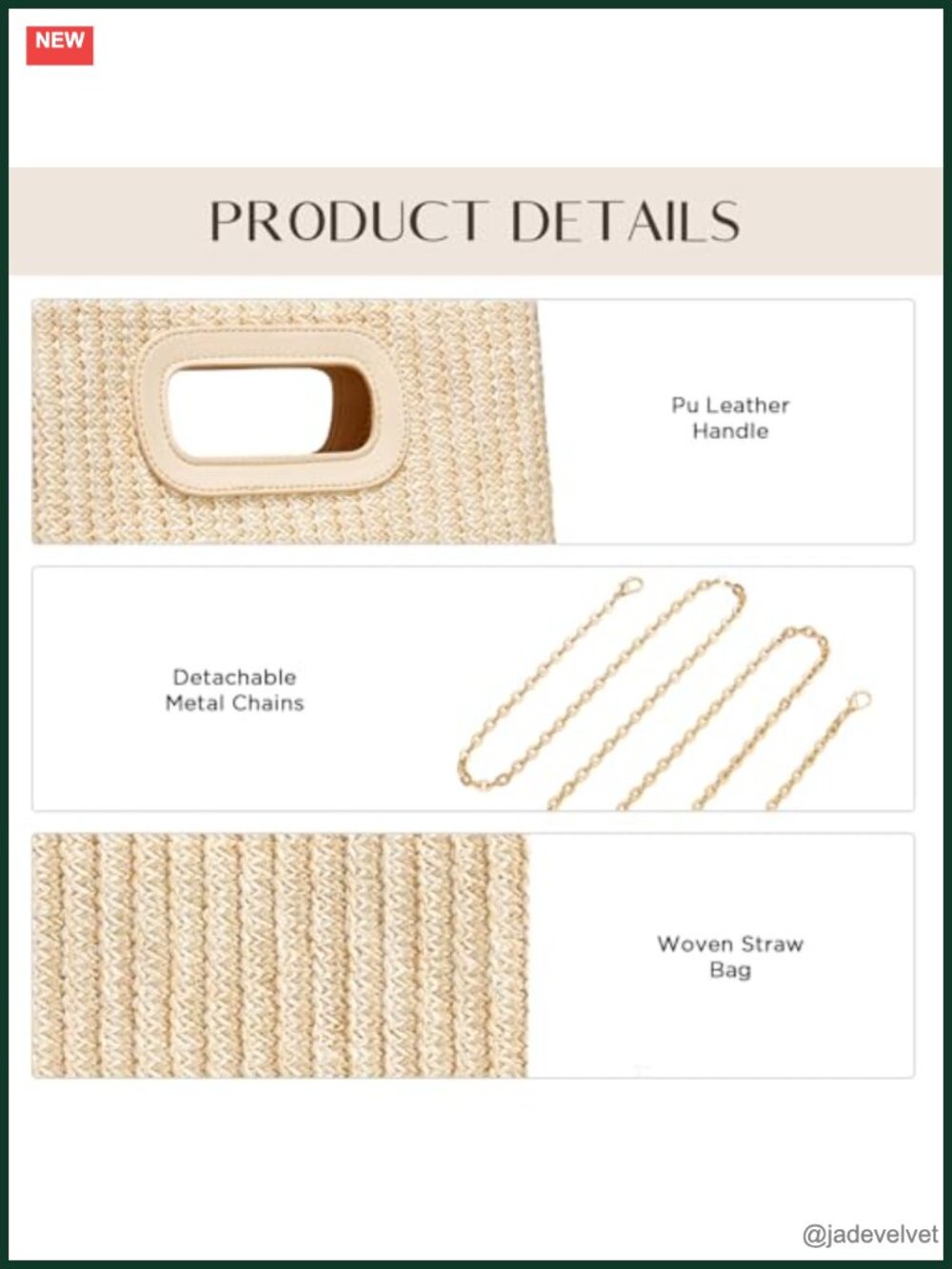 Straw Clutch Purse with Top Handle Summer Woven Bag - Picture 5 of 6